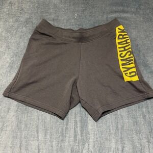 Gymshark Bold Shorts Mens Large Gray Spell Out Logo Cotton Slim Fit Ribbed Waist